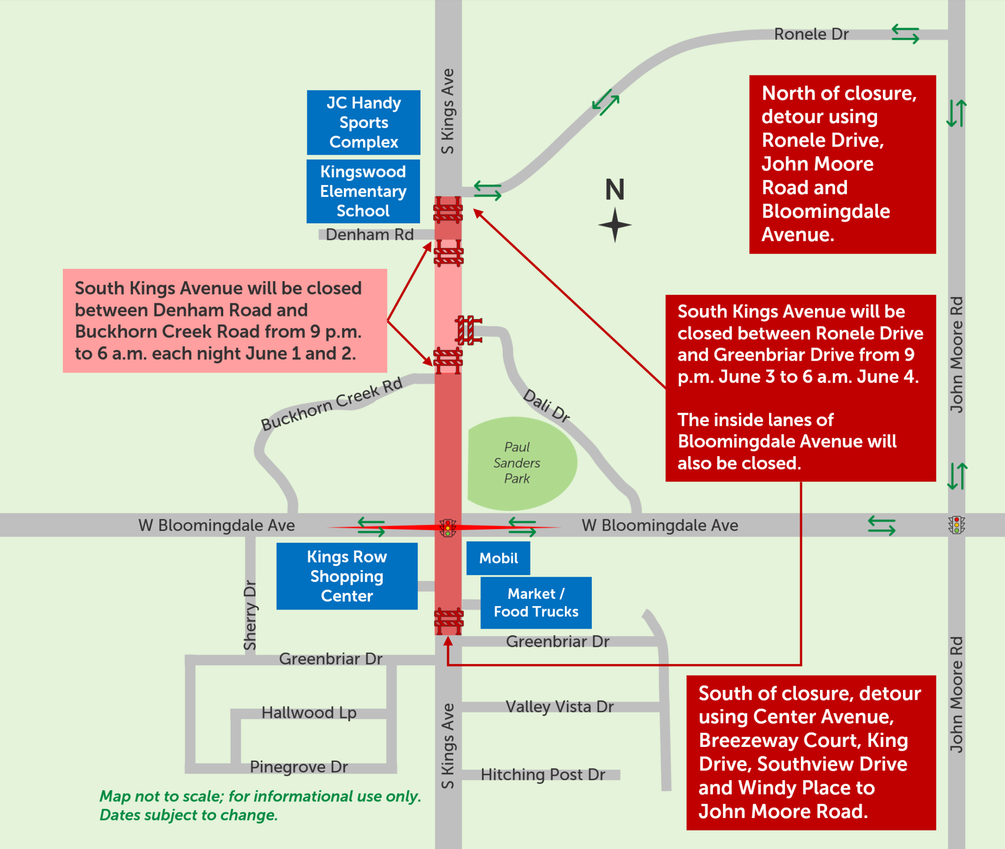 S. Kings Construction Moves North; Night Work & Lane Shift Planned